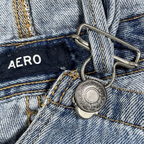 Aero Aeropostale Overalls Sz S Womens Distressed Busted Knee Tapered Raw Hem - Picture 5 of 7